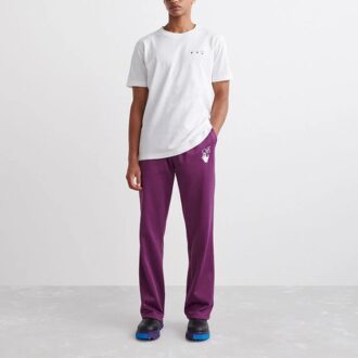 Pantalones deportivos rectos de hombre Off-White SS22 de color liso con estampado de logotipo, corte holgado, morados