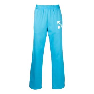 Pantalones deportivos rectos de hombre Off-White SS22 de color liso con estampado de logotipo/Pantalones/Joggers Otoño, corte ajustado, azul
