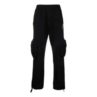 Pantalones largos cargo Off-White para hombre FW21 con logo alfabético, corte holgado, color negro