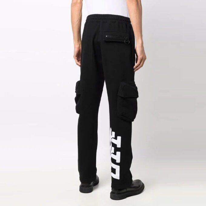 Pantalones largos cargo Off-White para hombre FW21 con logo alfabético, corte holgado, color negro