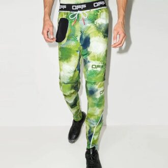 Pantalones largos casuales con estampado de camuflaje Off-White para hombre, color verde