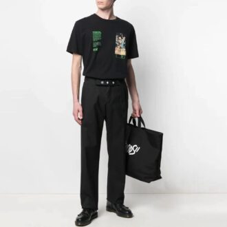 Pantalones largos casuales con patrón de logotipo SS21, versión en negro