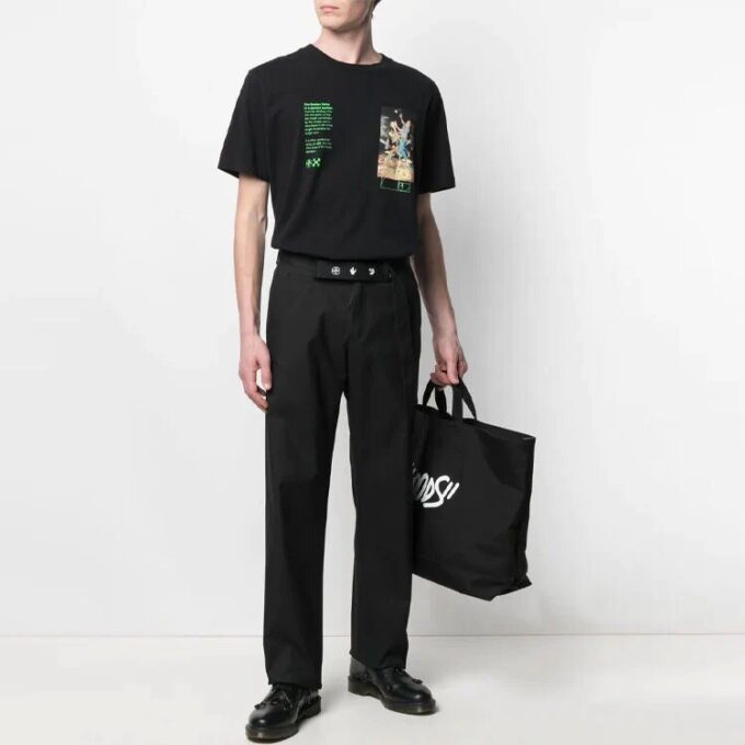 Pantalones largos casuales con patrón de logotipo SS21, versión en negro
