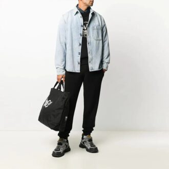 Pantalones largos casuales de color liso con cintura elástica para hombre de Off-White, color negro