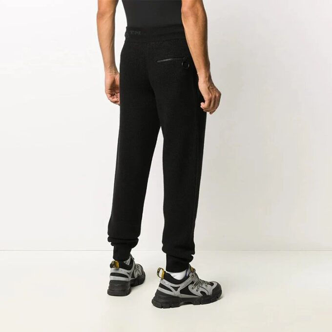 Pantalones largos casuales de color liso con cintura elástica para hombre de Off-White, color negro