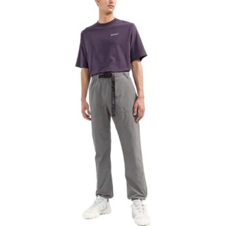 Pantalones largos casuales de color liso con cinturón Off-White para hombre FW22, color gris