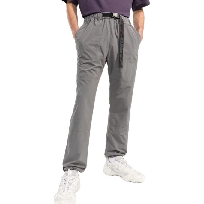 Pantalones largos casuales de color liso con cinturón Off-White para hombre FW22, color gris