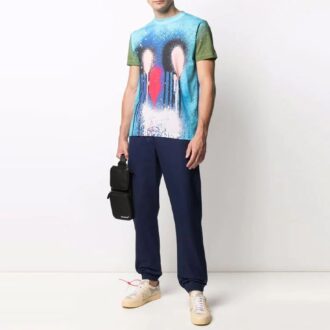 Pantalones largos casuales de color liso con logo Off-White para hombre, corte holgado, azul