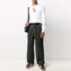 Pantalones largos casuales de color liso para hombre Off-White, corte holgado, color gris