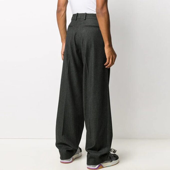 Pantalones largos casuales de color liso para hombre Off-White, corte holgado, color gris