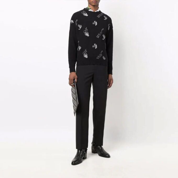 Pantalones largos casuales de color liso para hombre Off-White FW21, color negro