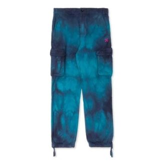 Pantalones largos casuales de hombre Off-White con bolsillos cargo y estampado tie-dye, color azul