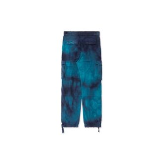 Pantalones largos casuales de hombre Off-White con bolsillos cargo y estampado tie-dye, color azul