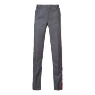 Pantalones largos casuales de hombre Off-White con diseño de rayas, corte ajustado, color gris