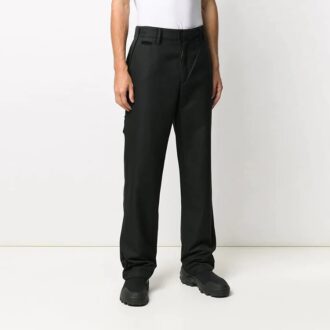 Pantalones largos casuales de hombre Off-White, de corte recto, color liso y múltiples bolsillos, color negro