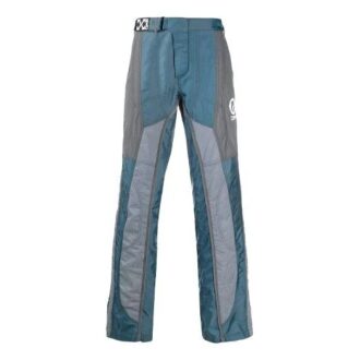 Pantalones largos casuales rectos con empalmes, versión azul