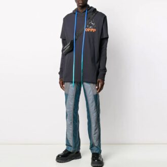 Pantalones largos casuales rectos con empalmes, versión azul