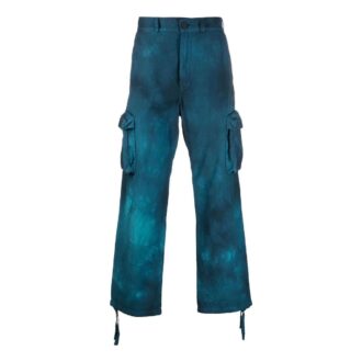 Pantalones largos casuales tipo cargo Tie Dye para hombre de Off-White, temporada primavera-verano 2022, color azul