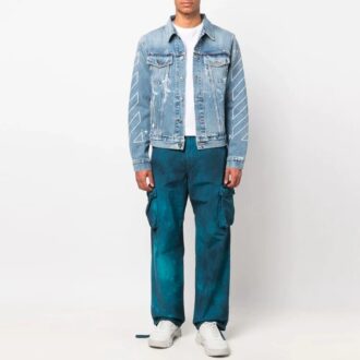 Pantalones largos casuales tipo cargo Tie Dye para hombre de Off-White, temporada primavera-verano 2022, color azul