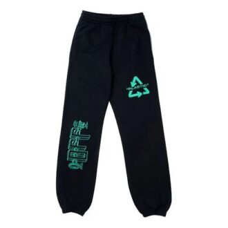 Pantalones largos con estampado de flecha bordada, corte holgado, negros