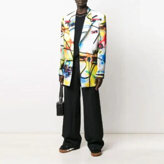 Pantalones largos de traje casual de color liso para hombre de Off-White, corte holgado, color negro