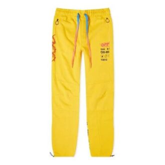 Pantalones largos deportivos con cordón y estampado de logotipo en paneles Industr Y013, color amarillo