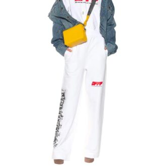 Pantalones largos unisex con grafitis, blancos