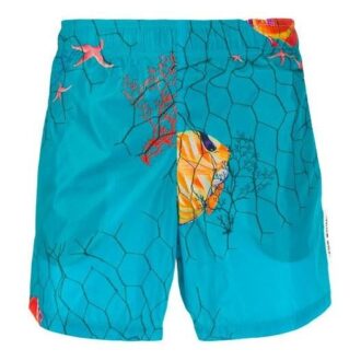Pantalones Off-White para hombre SS21 con estampado pequeño en azul lago