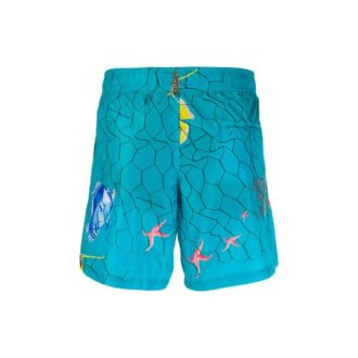 Pantalones Off-White para hombre SS21 con estampado pequeño en azul lago