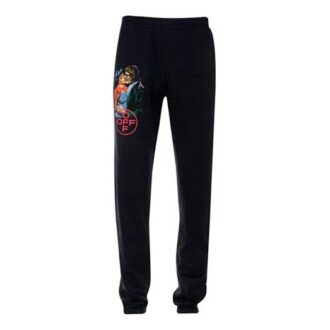 Pantalones oversize de algodón con logo estilo urbano para hombre, color negro