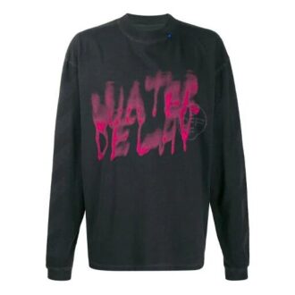 Patrón de letras de graffiti, cuello redondo, manga larga, versión negra y gris