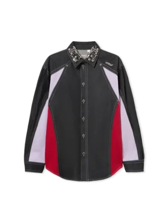 Sobrecamiseta de Denim con bloques de color y cristales