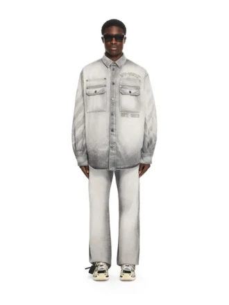 Sobrecamiseta militar de Denim con bordado diagonal