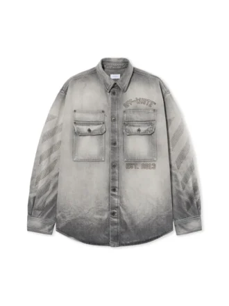 Sobrecamiseta militar de Denim con bordado diagonal