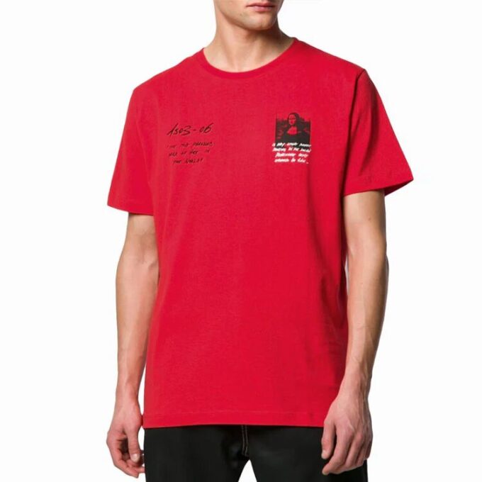 SS19 Camiseta para hombre con logo de la Mona Lisa, corte normal