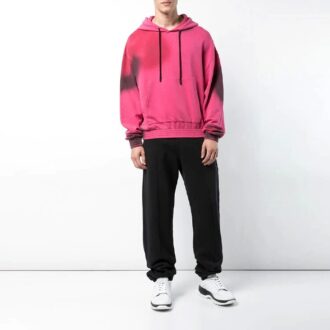 SS19 sudadera con capucha de algodón con estampado en spray para hombre, rosa