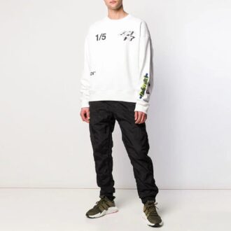 SS19 Sudadera de felpa con estampado de personajes de dibujos animados para hombre, blanca