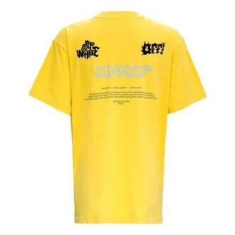 SS21 Camiseta casual de pantalones cortos con cuello redondo y estampado de logotipo, corte holgado, color amarillo