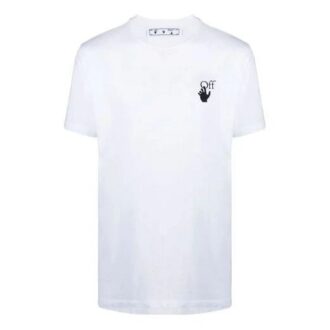 SS21 Camiseta de manga corta con diseño de flechas, corte holgado, color blanco