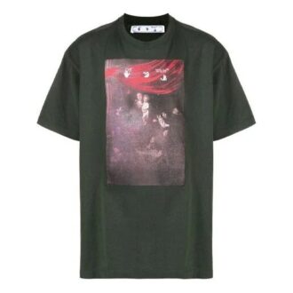 SS21 Camiseta de manga corta con estampado de flecha, corte holgado, color negro