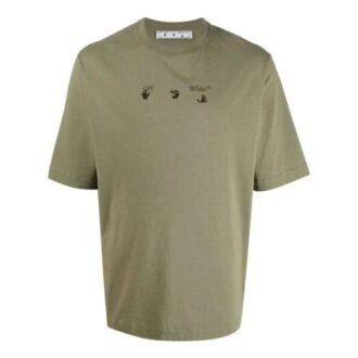 SS21 Camiseta de manga corta con estampado de flecha y logotipo, versión estándar, verde