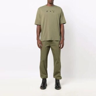 SS21 Camiseta de manga corta con estampado de flecha y logotipo, versión estándar, verde