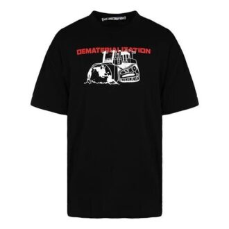 SS21 Camiseta de manga corta con estampado de letras, corte holgado, color negro