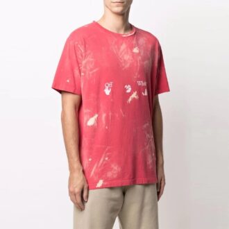 SS21 Camiseta de manga corta con logo impreso, corte holgado, color rojo