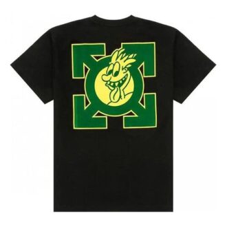 SS21 Camiseta de manga corta holgada con dibujo de flecha verde, color negro