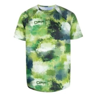 SS21 Camiseta de manga corta holgada con estampado de letras y efecto tie-dye, verde