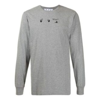 SS21 Camiseta de manga larga con cuello redondo y estampado de logotipo de flechas, versión estándar, gris