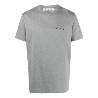SS21 Camiseta de pantalones cortos con cuello redondo y estampado de logotipo, versión estándar, gris