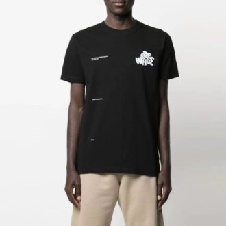 SS21 Camiseta de pantalones cortos con cuello redondo y estampado del logotipo «Adam Is Eve», versión estándar, color negro