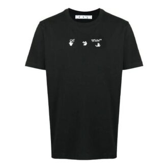 SS21 Camiseta de pantalones cortos con cuello redondo y estampado del logotipo en la espalda, versión estándar, negro